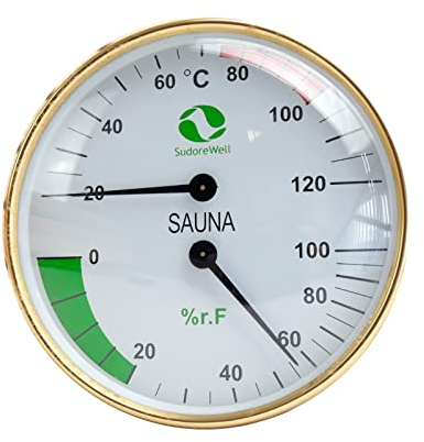 SudoreWell® Sauna Klimamesser Classic mit Thermometer + Hygrometer Ø100mm