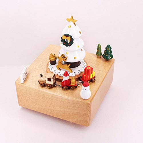 Jaeknxcg Holz Spieluhr Spieldose mit Musik Klassische Holz Handwerk für Geburtstags Weihnachten Home Dekoration Weihnachtsbaum