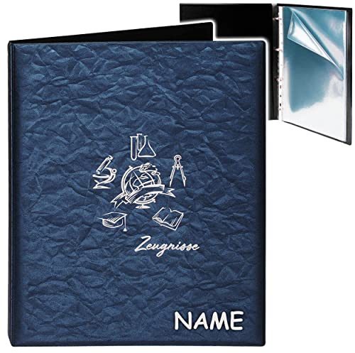 alles-meine.de GmbH A4 - Ringbuch/Zeugnisringbuch - Zeugnisse Globus & Erde - 3D Metallic Effekt - blau/dunkelblau - incl. 20 Seiten / 10 Einsteckseiten - dokumente..