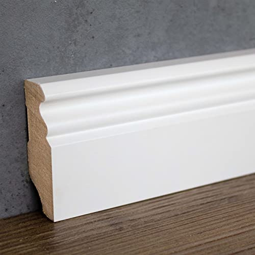 PROVISTON | Sockelleiste | Berliner Profil | 19 x 58 x 2500 mm | MDF foliert | Weiß | annährend RAL 9010 | Hamburger Fußleiste | 25 Meter