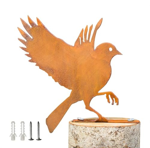Reagia Fliegende Blaumeise, Rostige Vögel Dekoration Naturgetreue Patina Metallvögel Gartenornamente Silhouette-Simulation Vogelfigur Wohnkultur Rustikale Außenbereich Terrasse Gartenverzierung