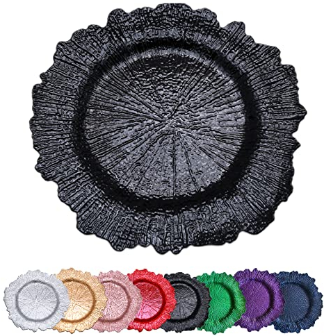 DaCakeWS 13- inch Reef gold charger plates, Round Decorate Charger Plates, Multifunction Charging Plates, prevent overflow, Suitable for restaurants, parties, weddings, and other festival decorations.