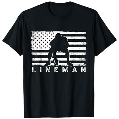 American Football Lineman Offensive Player USA Flag Football T-Shirt