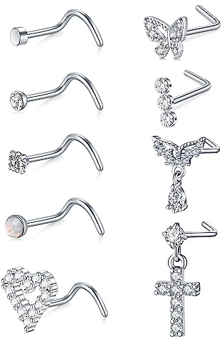 Zolure 18g Nasenpiercing Chirurgenstahl Nasensteckers Diamant Schmetterling Herz Nasenpiercing Für Damen