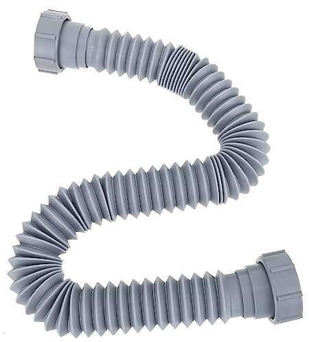 DOITOOL Sink Waste Pipe : Flexible Connecting Tubing Connection Hose Drain Corrugated Connection Fitting Double Head Suite, U Bend Plastic Drain Pipe Household Kitchen - Grey 52mm