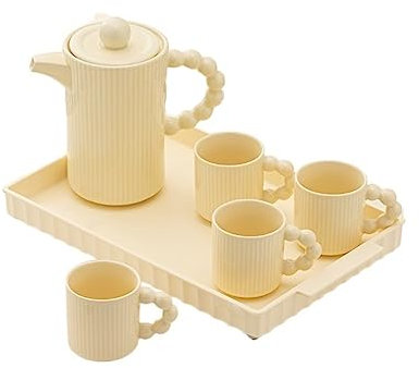 GRFIT Jus Carafe d'eau Crème Feng Shui Tasse ménage Ensemble Tasse Pendaison de crémaillère thé Ensemble Salon hospitalité thé Bouilloire céramique Thé Cruche (Color : A)