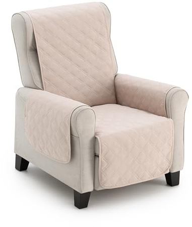 Maxifundas - Gepolsterter Sesselbezug, wendbar, 1-Sitzer/Relax-Sessel, extra weich, Beige/Braun, Schonbezug für Sessel mit elastischen Befestigungsbändern, Modell Maui