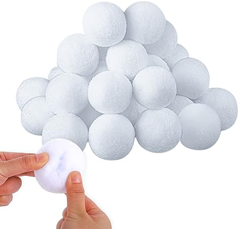 Gukasxi 30 stycken 6 cm, konstgjorda snöbollar för barn, inomhus, snöbollar, jul, snöboll, vita snöbollar för pyssel, mjuka plyschsnöbollar för vinter, juldekoration