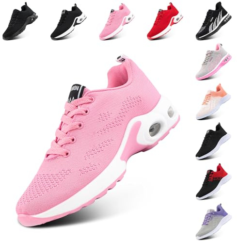 Hitmars Scarpe da Running Corsa Donna Respirabile Leggero Fitness Scarpe da Ginnastica Sportive Running Sneakers Basse Interior Casual all'Aperto Rosa EU 36