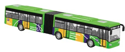 Perfeclan Bus à tirer en alliage, modèle de bus long à tirer, jouet de bus moulé sous pression de collection, jouet de bus articulé à deux sections pour la, Vert