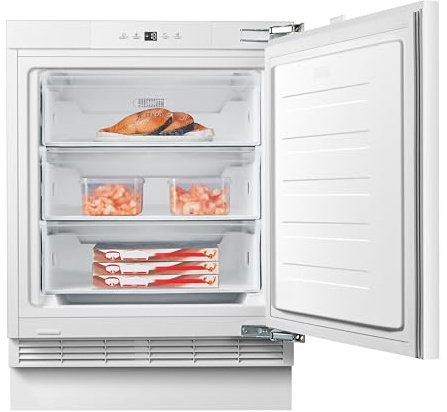 Teknix BITHUZ4 Integrated Undercounter Freezer - Built In with 101 Litre Capacity - Reversible Door - Digital Controls - White