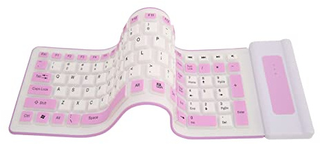 gernie Clavier Pliable en Silicone, Clavier en Silicone Souple sans Fil 2,4 G, 107 Touches, Clavier Enroulable Portable Pleine Taille, Clavier Silencieux étanche pour Ordinateur
