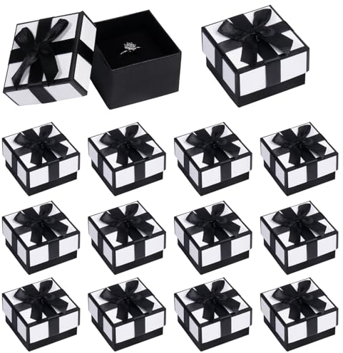 Nwvuop 12 Stück kleine Geschenkboxen für Schmuck 5× 5× 3cm Ring Schachteln mit Deckel Schmuck Geschenkbox für Ringe, Ohrringe