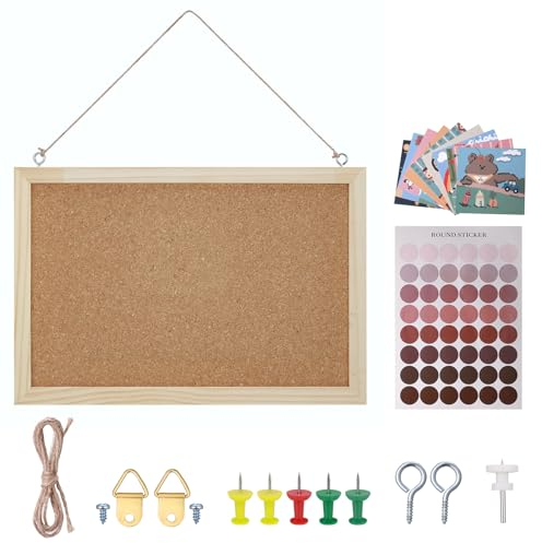 JIANTA Cork Board 20 x 30 cm, Small Cork Pin Board with Wooden Frame, Bulletin Notice Office Memo School with Push Pins Board