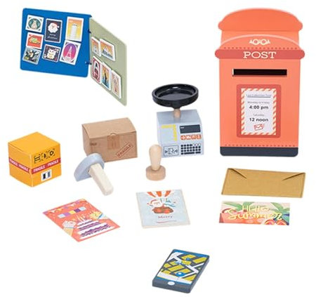 MagiDeal Ensemble de jeu de boîte aux lettres en bois, apprendre à envoyer et recevoir des lettres, jouets réalistes pour enfants d'intérieur et d'extérieur,