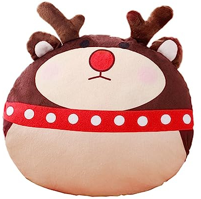 Vaguelly Weihnachtliches Kuschelkissen Plüsch Elch Handwärmer Flauschiges Wurfkissen Winterliches Kuscheltier Geschenk Für Junge Mädchen Sofa Dekoration