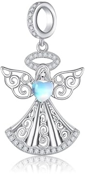 VENACOLY Ängelberlock 925 sterling silver månsten skyddsängel pärla berlock ängel gelwellery för kvinnor