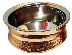 BRACOP® Große Servierschüssel, Servierschüssel aus Edelstahl und Kupfer, Schüssel, Küchenzubehör, wiederverwendbar, indisches Serviergeschirr, Sammel-Eiskübel für Hochzeitsgeschenke