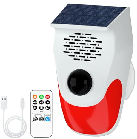 Alarmanlage Haus mit Fernbedienung, Bewegungsmelder Aussen, Solar Bewegungssensor 120dB 3 Modi Bewegungsmelder für Haus, Bauernhof, Villa, Hof, Garten