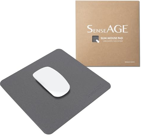 SenseAGE Alfombrilla de ratón delgada para el hogar/oficina, alfombrilla de mouse portátil para computadora y portátil, estilo tela, piel vegana, base antideslizante, compatible con mouse láser y