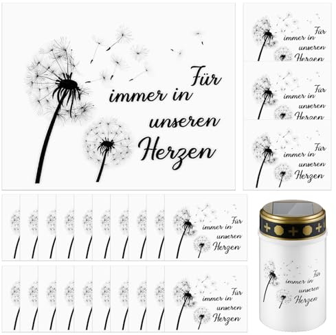 Nezyo 24 Stück Aufkleber für Grabkerzen Sticker Trauer für Immer in Unseren Herzen Tattoo Grabkerzen Trauer Kerzentattoo Trauerkerzen Folie Kerzenaufkleber Dekorieren Erinnerung