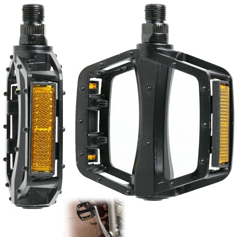 Pedali per Bicicletta in Alluminio Antiscivolo con Catarifrangenti, 11.7 * 10 * 2.4cm per MTB, BMX, Biciclette da Corsa, Accessorio Sicurezza e Comfort per Ciclisti