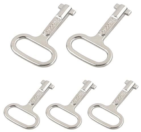 5 Pcs Llave Ranuradas de Metal, Llave Ranurada Contador de Agua, Universal Multifuncional Llave Gabinete Eléctrico para Radiadores Cajas Armarios de Control Medidores Eléctricos Medidores Agua