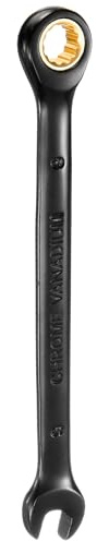 QUARKZMAN Llave de Trinquete de 9mm Métrica de Boca Abierta 72 Dientes Acero CR-V Niquelado Llave Combinada de Trinquete de 12 Puntos para Tornillos Tuercas y Pernos