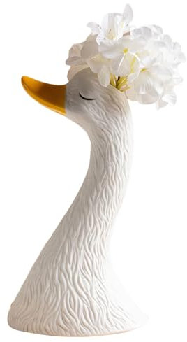 Vase décoratif, vases pour décor,Swan Figurine White Planter Pot Mignon | Ornements de Chambre à la Maison, Sculpture de Table en céramique pour Salle de Bain, Salon