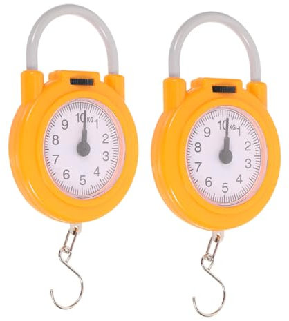 NIYANGLE 1 Paar Tragbare Fischereiskala Tragbare Federwaage Hängende Schuppen Herstellen Zifferblatt Waage Tragbare Hängewaage Fischwaage Hängende Waage Digitale Hängewaage Yellow Plastik