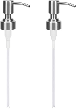 TAIHOBO Tvåldispenser med pump, 2 stycken tvåldispensrar i rostfritt stål, ersättningspump med rör, pumptvåldispenser, för 28 mm gänga, för handtvätt och schampo, gel under