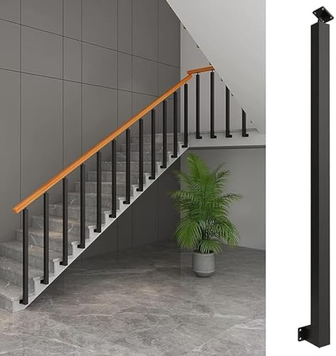 Black Metal Handrail Spindles with Adjustable Bracket for Outdoor Steps, Decks, and Garden Railing Remodeling