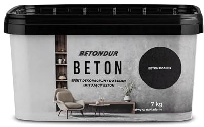 Betondur BETON Betonoptik Wandbeschichtung – gebrauchsfertige Dekormasse für Innenwände – Farbe Schwarz – 7 kg – Loft & Industrial Design – Made in Europe