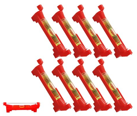 8 niveles de burbuja roja cable mini ranura V herramienta Alineación albañilería | Gancho Clip de fontanería canalones, baldosas de precisión, compacto ligero, fácil transporte, práctico, sólido, fiable