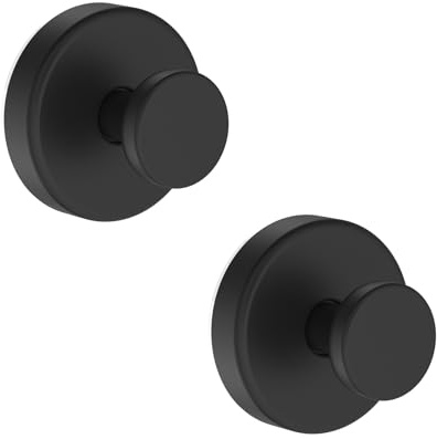 Hviiso Vacuum Suction Cup Hooks for Shower, Shower Hooks for Inside Shower Glass Window, Mirror, No Drill Towel Hooks for Bathrooms, Bath Robe Coat Looafh Wreath Hook for Hanging - 2 Pack, Black