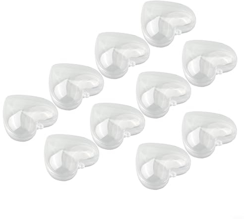 Palline riempibili in plastica trasparente a forma di cuore per bomboniere personalizzate e ornamenti per albero di Natale, appendibili con spago o filo (10 cm)