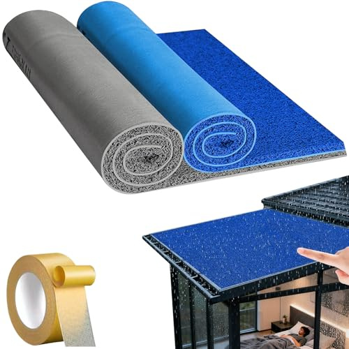 Soundproofing Mat for Rain Noise Reduction on Awnings and Roofs, Flame Retardant Heat Insulation with Non-Slip PVC Backing for Outdoor Use