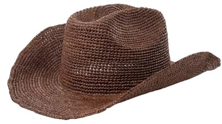 Women's Handmade Raffia Straw Western Cowboy Hat Wide Brim Hat For Summer Beach Vacation Travel Hat