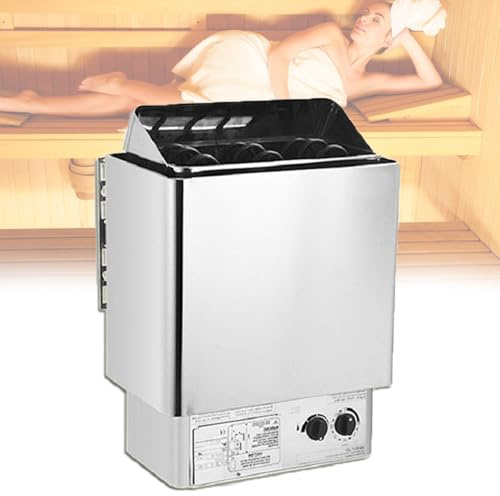 Riscaldatore elettrico per sauna in acciaio inossidabile, stufa da bagno a vapore a secco da 4,5 kW con controller interno, attrezzatura per il riscaldamento della sauna domestica per bagno turco