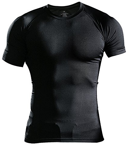 Hommes Maigre Serré Compression Couche de Base Manche Courte T-Shirt La Musculation Tops Polyester et Spandex