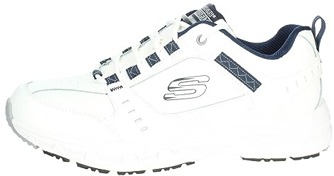 Skechers Oak Canyon Redwick Hombre Formatori, White Leather Synthetic Textile Navy Trim, 43 EU