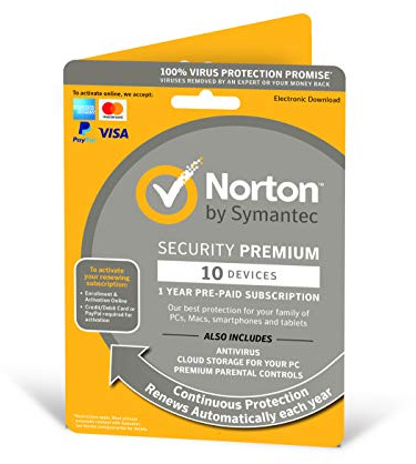 Norton Security Premium 2023 10 Devices 1 Year Antivirus Included PC/Mac/iOS/Android by Post