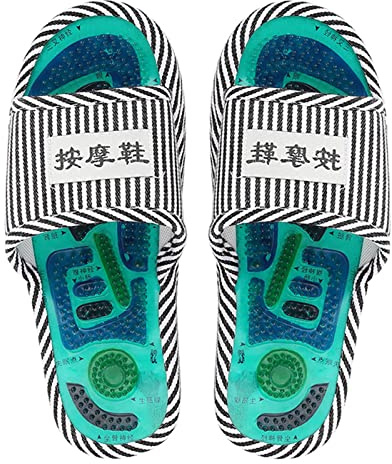 Scarpe per terapia magnetica agopuntura, strumenti per massaggiatore plantare riflessologia plantare, pantofole per massaggio digitopressione scarpe sandali stuoie pantofole per massaggio cura(Blu)
