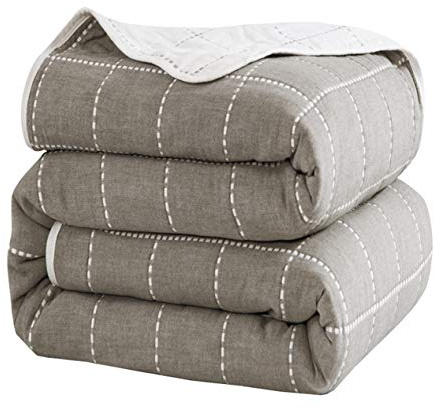 Hayisugal Kuscheldecke zweiseitig Tagesdecke Bettüberwurf 100% Baumwolle Kinder Überwurf Decke Baumwolldecke Bunte Decke Kinder Bettdecke Decken Winter Decke Sofa Decke (Grau, 120 x 150cm)