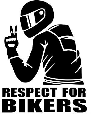 EROSPA® Aufkleber KFZ Auto Motorrad - Respect for Bikers - Car-Sticker - Schwarz - 15 x 11 cm - UV und Witterungsbeständig