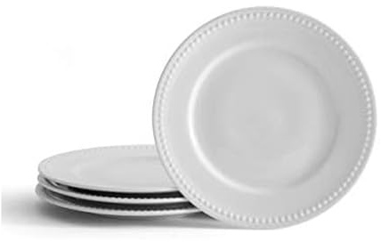 Everyday White Beaded Set of 4 Salad Plates