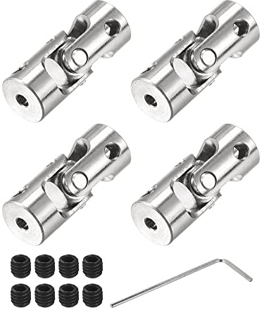 sourcing map 4 Stück Drehbare Kreuzgelenk Wellenkupplung 2.3mm bis 4mm Innendurchm. L23 x D9 mit Schrauben und Schraubenschlüssel für RC Modell