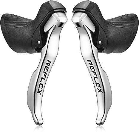SENSAH Silver Road Bike Shifters /2X8/2X9/2X10/2X11 Speed Lever Brake Bicycle Derailleur Kompatibel für Shimano (REFLEX（2x8）)