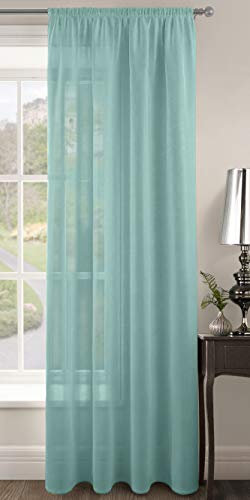 Intimates Plain Voile Woven Slot Top Premium Sheer Voile Panel - Internal Door Curtains, Patio Door Curtains, Privacy Window Voiles (Duck Egg, 59 Width x 72 Drop)