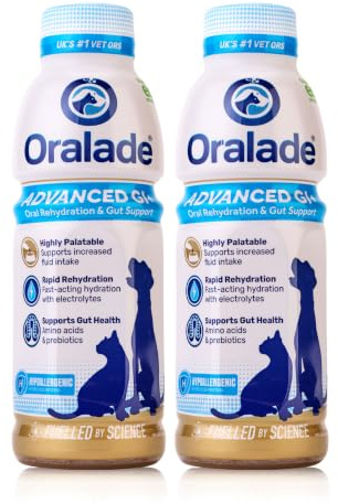 Oralade Advanced GI+ | Doppelpack | 2 x 500 ml | Gebrauchsfertige, schmackhafte Lösung für Hunde und Katzen | Isotone Formulierung mit Brathähnchengeschmack | Mit Präbiotika